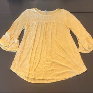 Women’s Butter Yellow Textured Bell-Sleeve Top